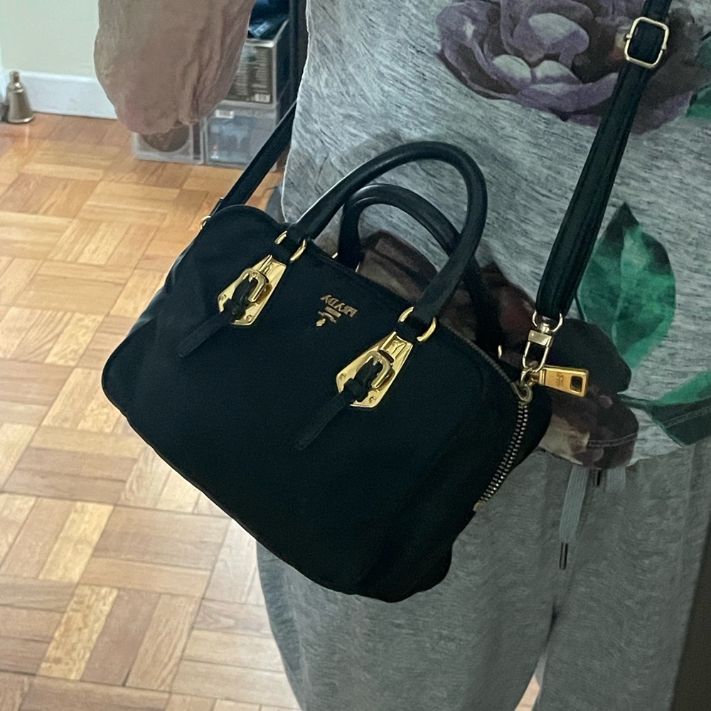 Prada Black Satchel with Gold Hardware with Box and Dust bag - Picture 8 of 9